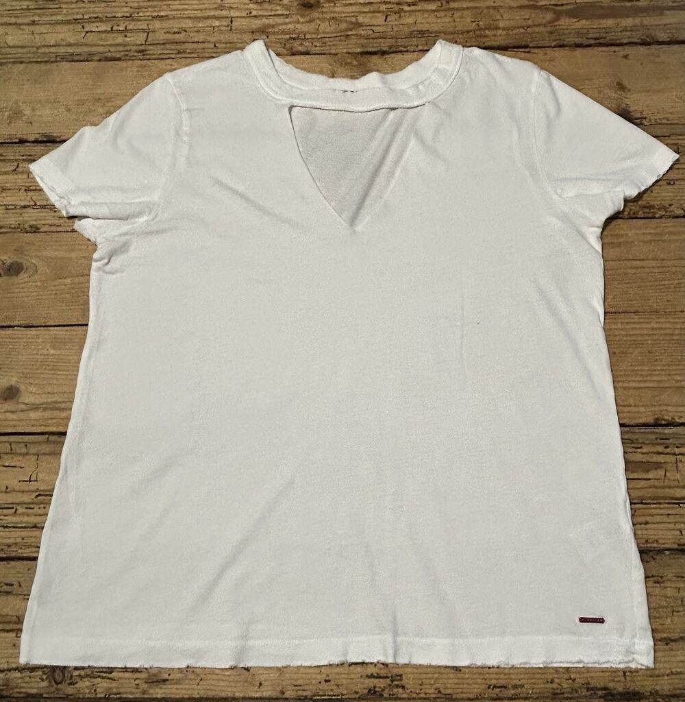 N:Philanthropy Women’s Size Large White Harlow Distressed T-Shirt